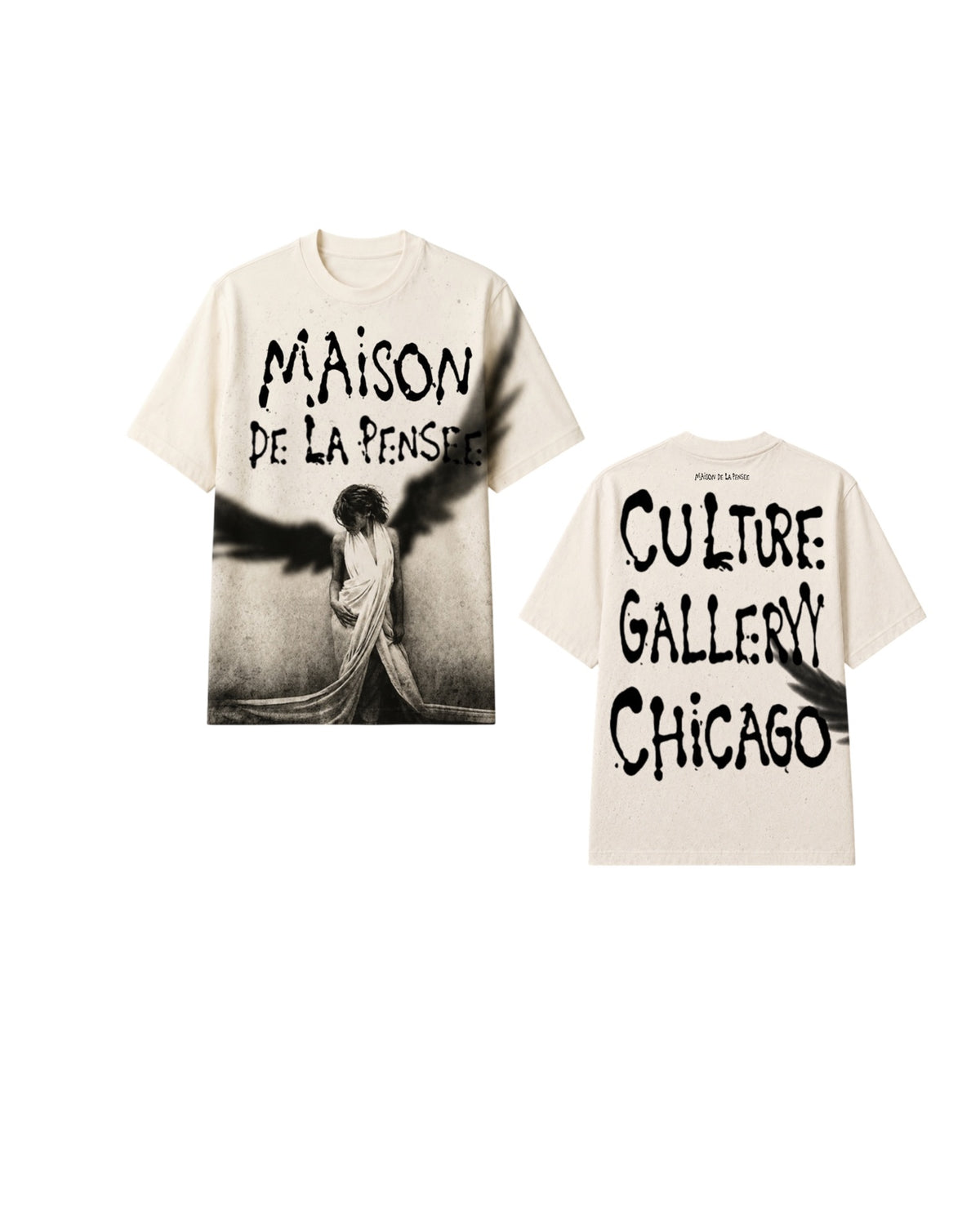 Maison de la Pensée angel graphic tee front and back
