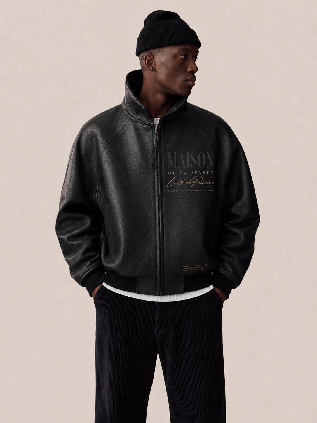 Maison de la Pensée L'art de Penser leather jacket front