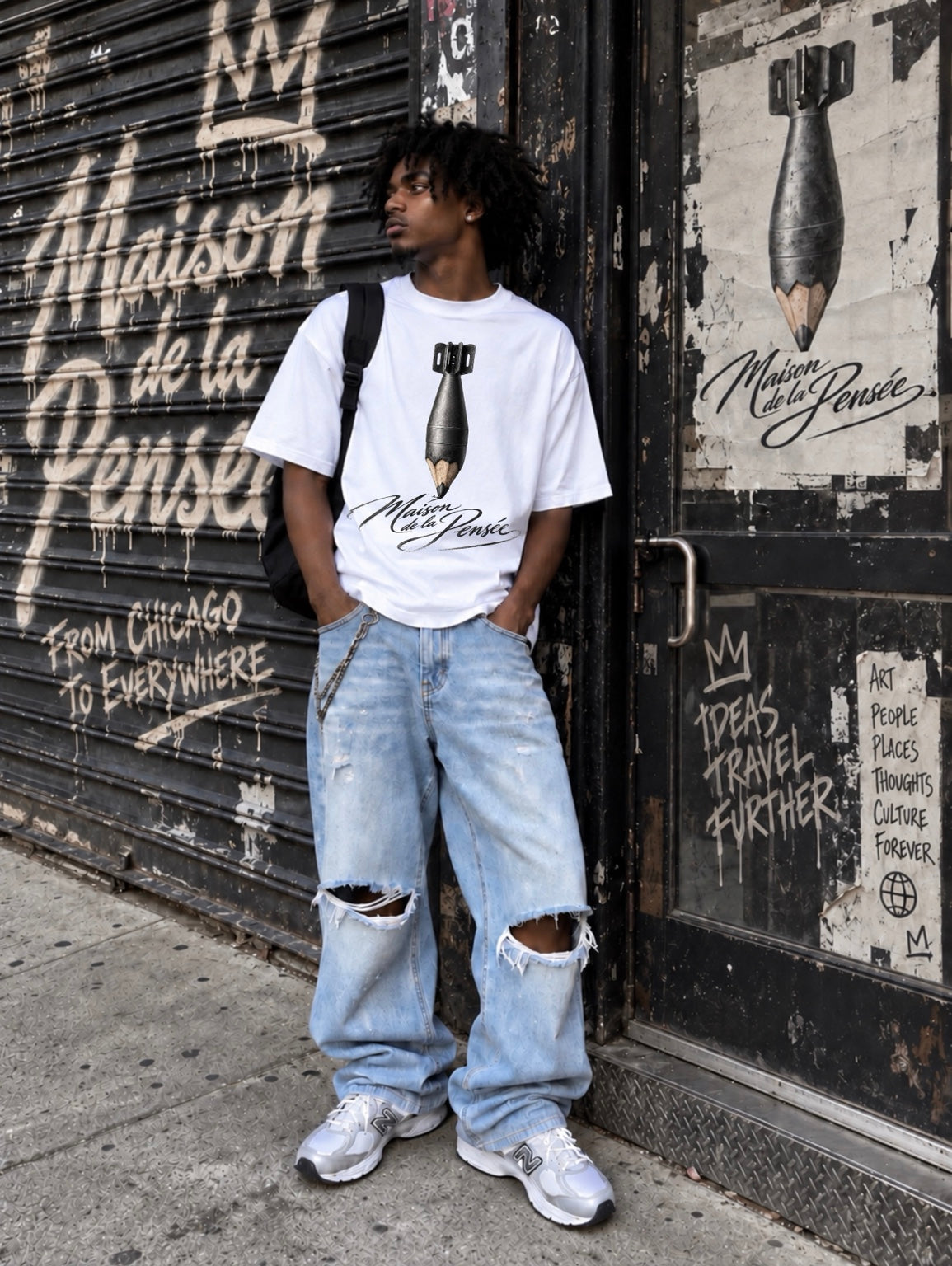 Maison de la Pensée bomb pencil white tee
