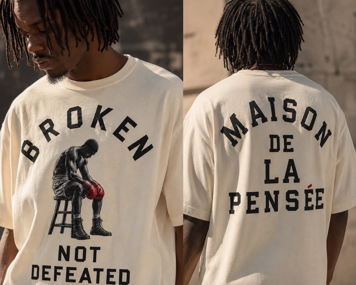Maison de la Pensée Broken Not Defeated tee lifestyle
