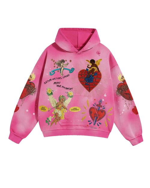 Maison de la Pensée pink Broken Not Defeated hoodie front