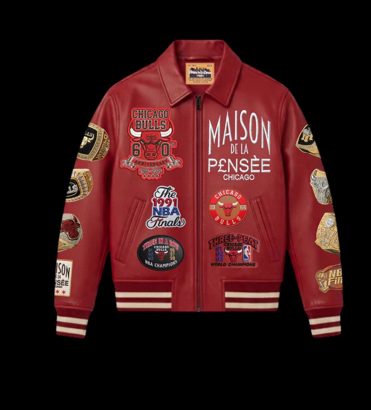Maison de la Pensée Chicago basketball leather jacket front