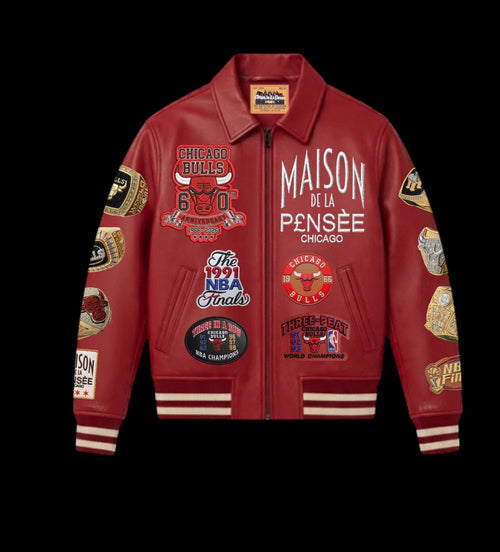 Maison de la Pensée Chicago basketball leather jacket front