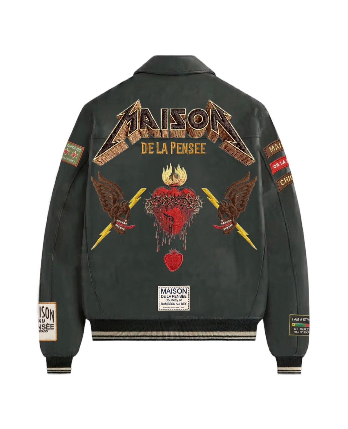 Maison de la Pensée General leather bomber jacket back