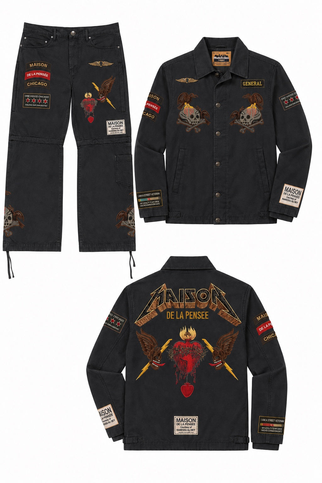 Maison de la Pensée military workwear set black