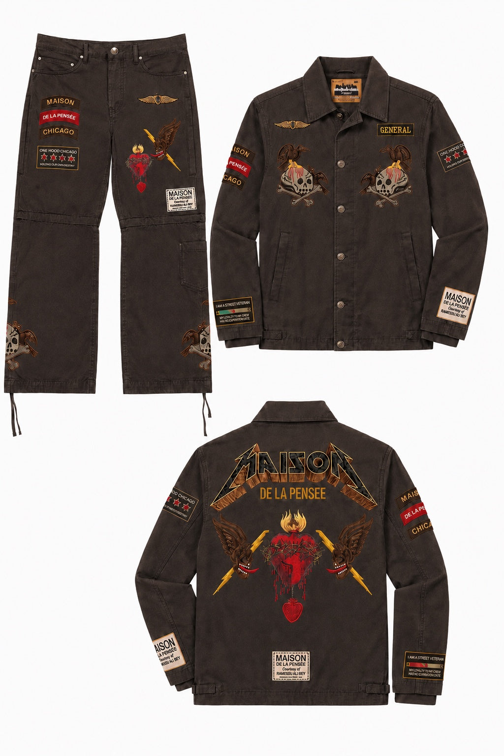 Maison de la Pensée military workwear set brown