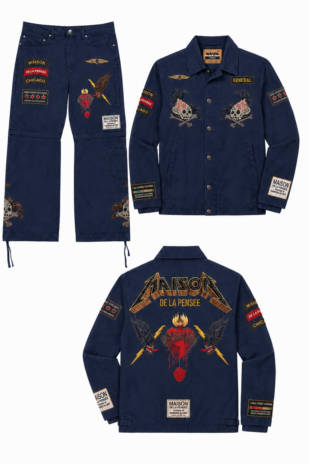 Maison de la Pensée military workwear set navy