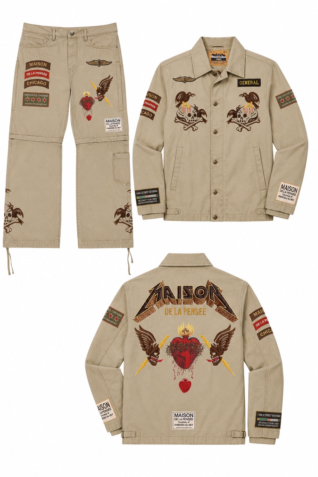 Maison de la Pensée military workwear set tan