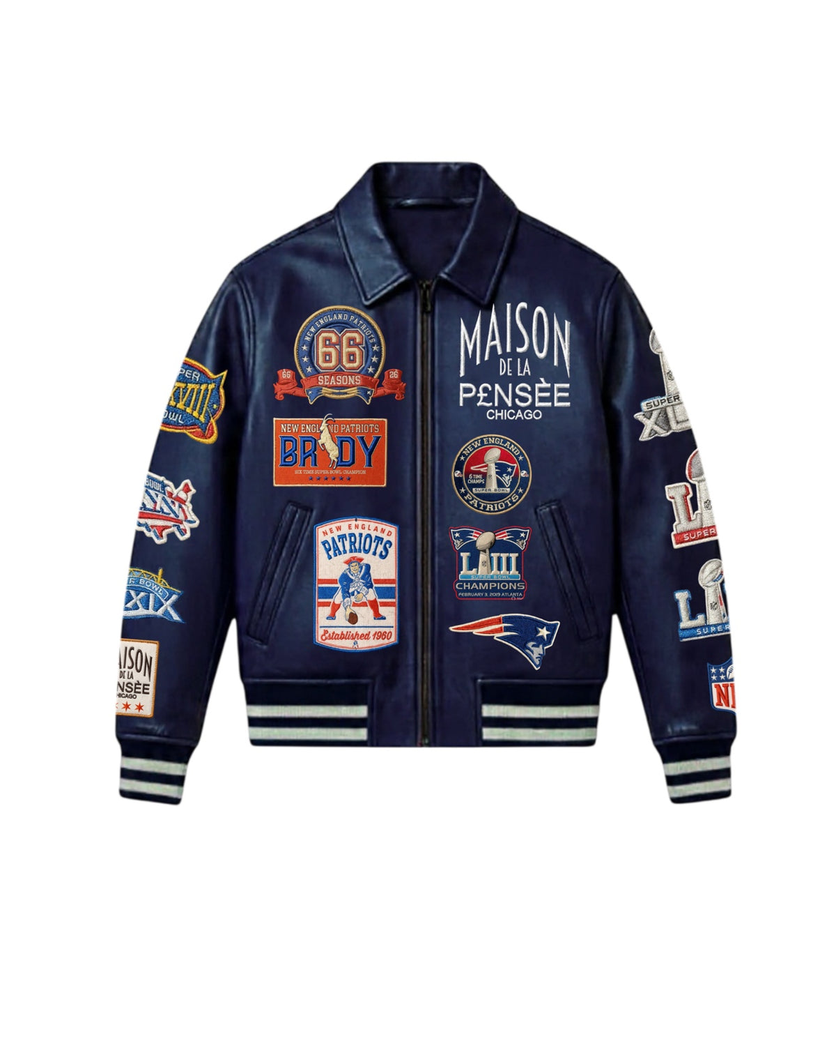 Maison de la Pensée New England heritage leather jacket front