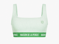 Mint Maison femme ribbed bra top with MDLP shield and branded band.